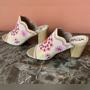 Sam Edelman Embroidered Leather Boho Mule Sandals, Size 9
